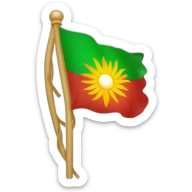 The top color of the flag is green, the middle is white, and the bottom is red, the middle is white, the symbol of the lion and the sun sticker