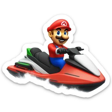 Mario zittend op een jetski sticker