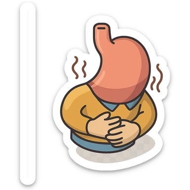 stomach in clothing with pain, hands holding the stomach, waves of pain, shadows and highlights, no face or legs, only stomach in clothing, hands and pain, transparent background sticker