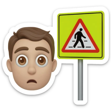 an emoji incredible with a pedestrian crossing sticker