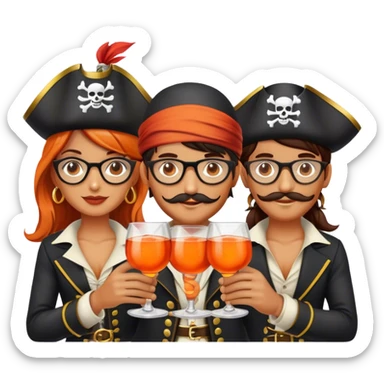 happy family of pirates drinking aperol sticker