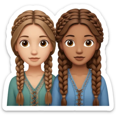 2 long brown braided hair boho women  sticker