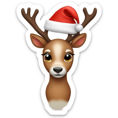 cute reindeer with a santa hat sticker