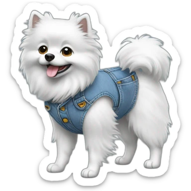Gray small spitz walking in overalls sticker