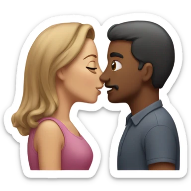 Two women and one man kissing sticker