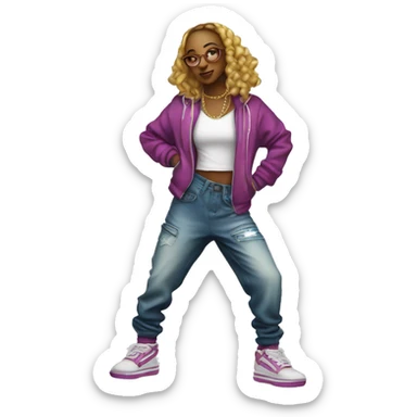 hip hop dancer female hip hop clothes sticker