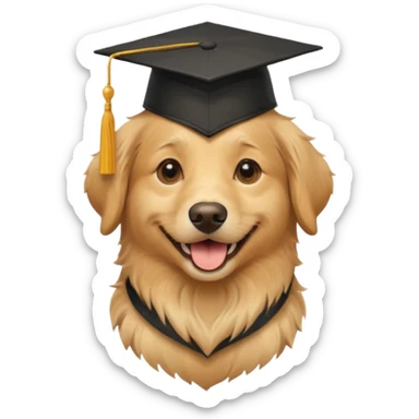 happy dog wearing a graduation cap sticker