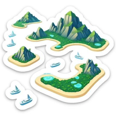 futuristic sea map with islands and a route  sticker