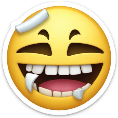 a beaten up smiley face missing a tooth and trying to smile sticker