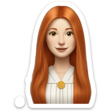 redhead white woman medium long straight hair, celebrating graduation with tarot cards sticker