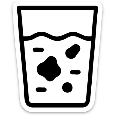 a glass with dirty water, minimalist icon style sticker