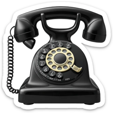 vintage rotary dial telephone, classic plastic body. sticker