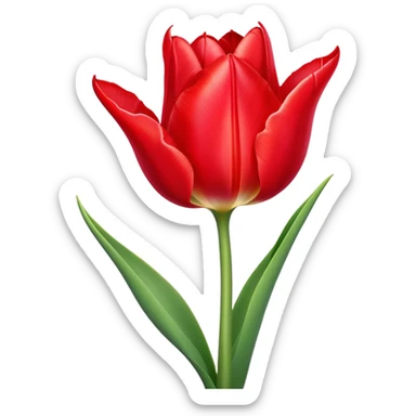 ​Cinematic Realistic Tulip, depicted as a single, exquisitely detailed bloom with vibrant red petals and a delicate stem, softly illuminated by natural light that highlights its graceful beauty and elegant form, sticker