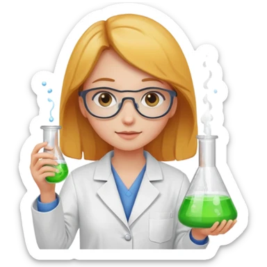 girl in chemistry lab sticker