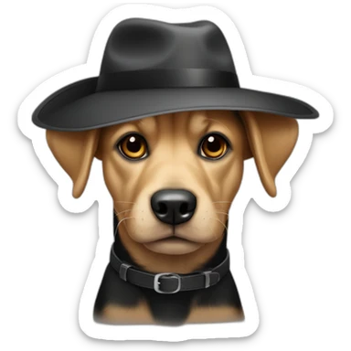 Chien avec un chapeau noir sticker