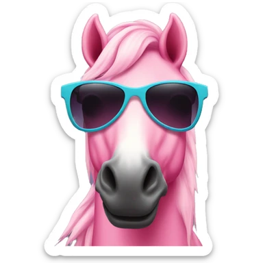 pink horse with sunglasses  sticker
