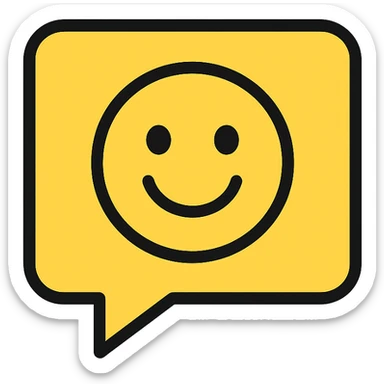 speech bubble with smiley face, lineal color icon with black outlines sticker