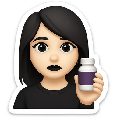 DONNA STILE EMOJI IPHONE CON BOCCETTA DI INTEGRATORE IN MANO, 4K sticker