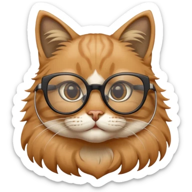 Cat wearing geekchic mood glasses, only face sticker