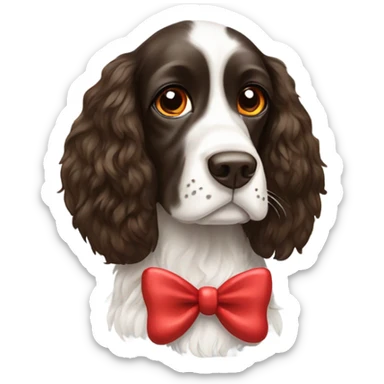 Springer spaniel with a red bow  sticker