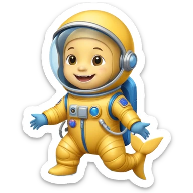 Baby shark on the moon sticker