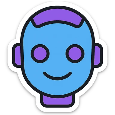 Transform this artificial intelligence emoji into a simple, modern, and easily recognizable AI logo using blue and purple tones, with no background. sticker