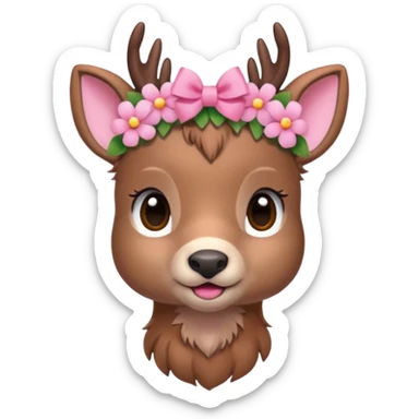 Cute Doe with a pink bow and with flowers  sticker