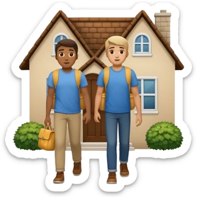 two guys entering at their house sticker