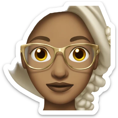 light skin brown eyes brunette bride with gold glasses sticker