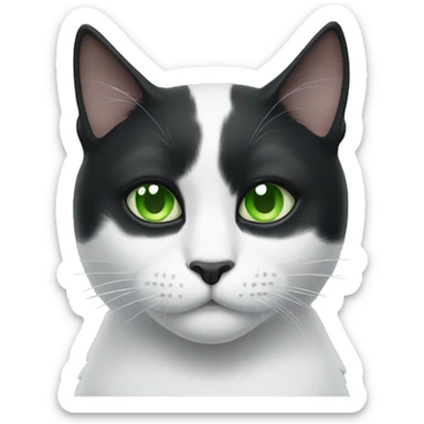 Black white cat with green eyes and patch over right eye sticker