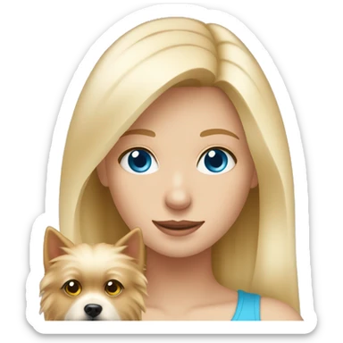 Blonde girl blue eyes holding spitz  sticker