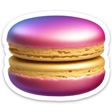 Realistic metallic gold macaroon with gradient colorful filling  sticker