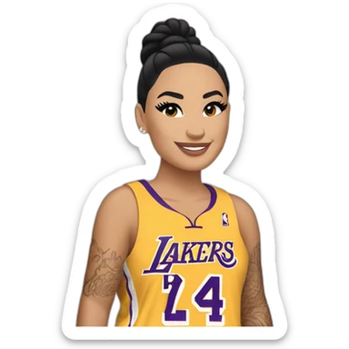demi lovato wearing yellow lakers jersey sticker