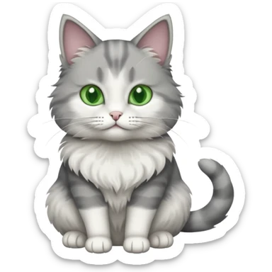 a grey and white cat sitting regally sticker