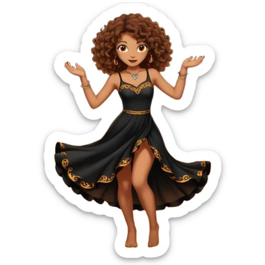 Sexy brown eyes, brown curly hair, white ethnicity with tattoo, mystic vibe, dancing in the fire in the night  sticker