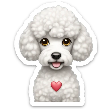Poodle with white heart sticker