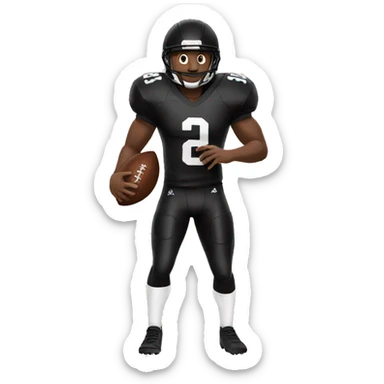 black football player cathing football sticker