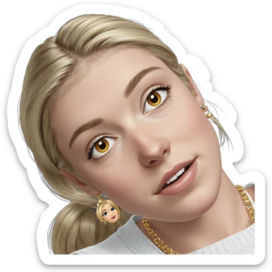 blonde girl portrait with jewelry sticker