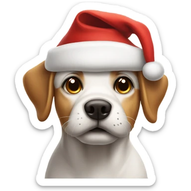 dog wearing santa hat sticker