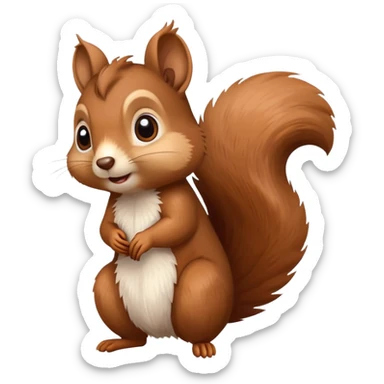 Cute confused squirrel with tilted head and question mark above sticker