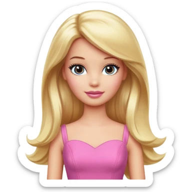 barbie, long blonde hair, pink dress sticker
