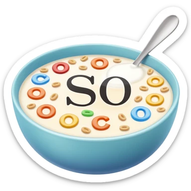 milk with letter cereals inside spelling SEO sticker