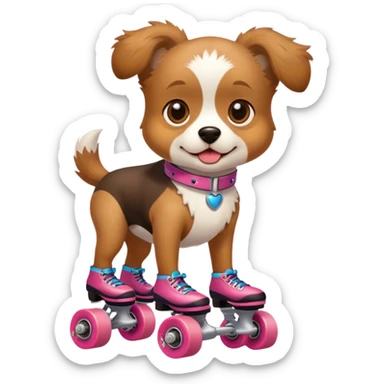 dog wearing roller skates  sticker