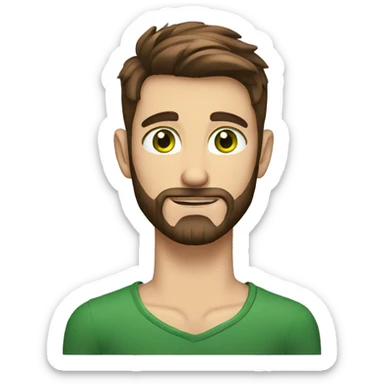 a guy with brown hair, a beard, green eyes, tattoos on his neck and hands sticker