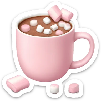 Light Pink mug of hot chocolate with marshmallows  sticker