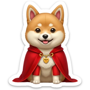 Shiba Dog in red collar cloak sticker