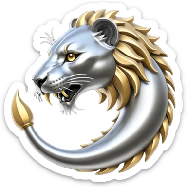 Silver Elder Scrolls Online Lion eating its tail Ouroboro sticker