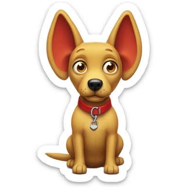 mustard colored dog with very very long ears and red collar, rugrats sticker