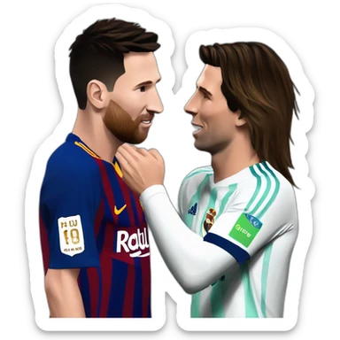 Messi qui fait un bisou à Ronaldo sticker