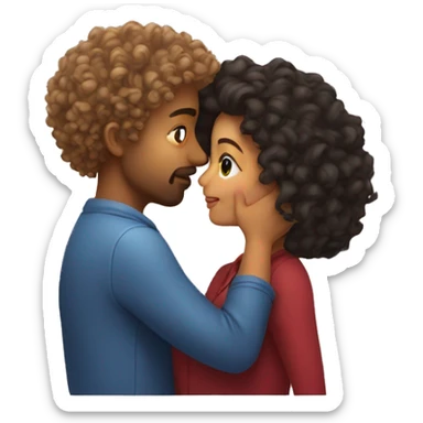girl with curly hair kissing a guy sticker